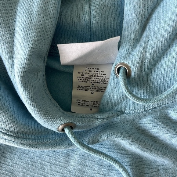 Champion Reverse Weave Vintage Logo Hoodie Pullover Sweatshirt Light Blue - Picture 5 of 7